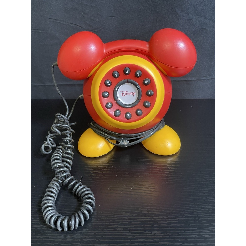 Disney Mickey Mouse Vintage Phone Landline Push Button Telephone Y8